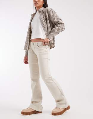 Only Lola Super Low Waist Flared Jeans In White