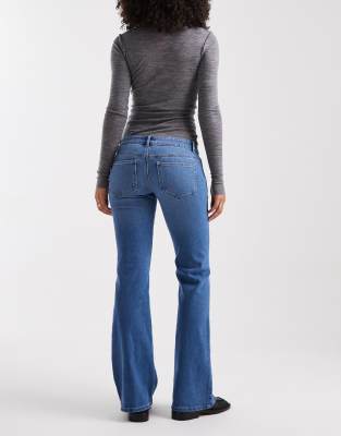 Only Lola Super Low Waist Flared Jeans In Blue