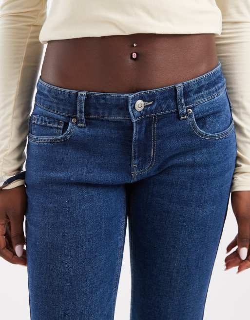 ONLY Lola super low waist flared jeans in mid blue denim, 5 of 5