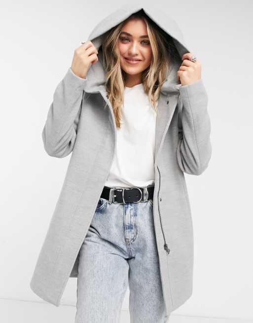 Long grey on sale coat with hood