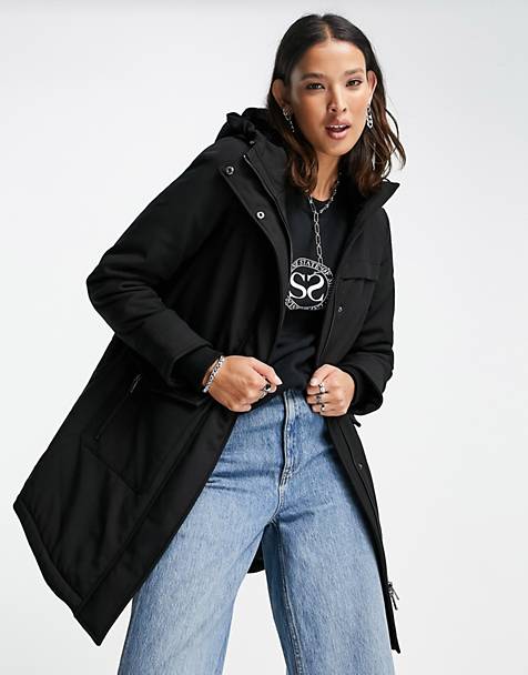 Women S Parka Coats Waterproof, Black Ladies Coat Fur Hood