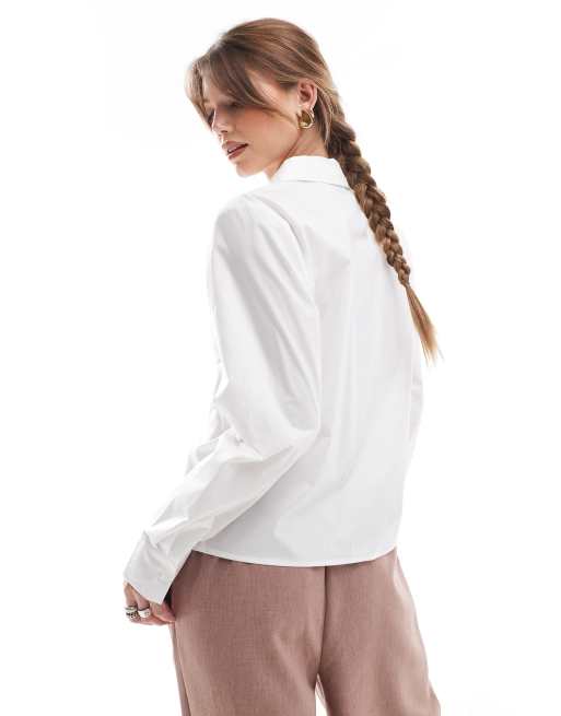 ONLY long sleeve asymmetric button shirt in white , 4 of 4
