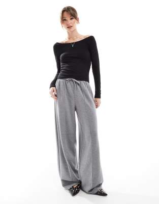 Only Long Sleeve Bardot Top In Black