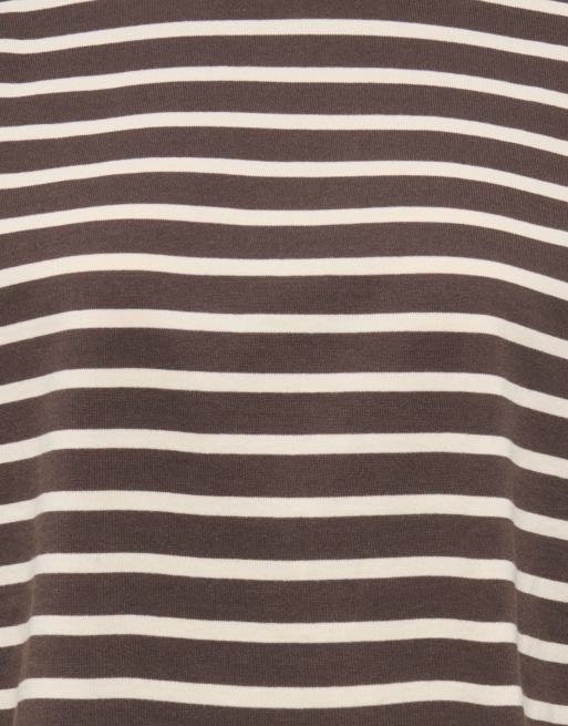 ONLY long sleeve boxy top in brown stripes, 6 of 6