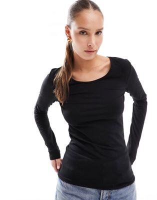 ONLY long sleeve crew neck top in black