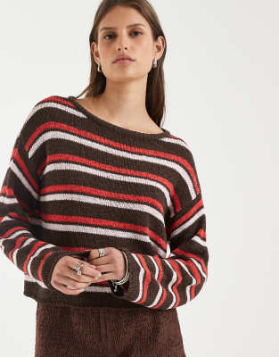 Only Long Sleeve Knit Top In Blue