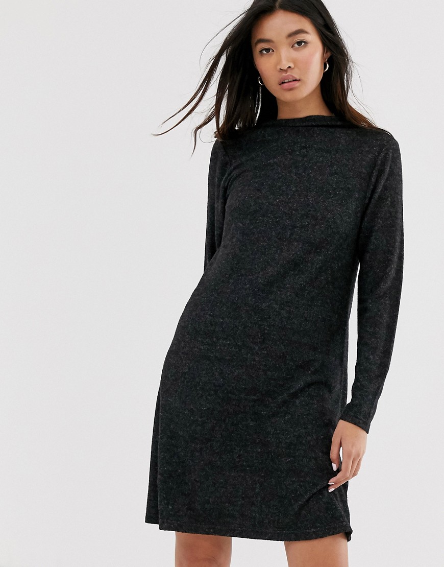 Only long sleeve knitted mini dress-Grey