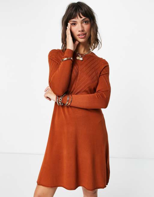 Burnt orange 2025 skater dress