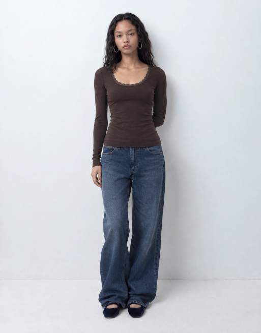 ONLY long sleeve lounge top co-ord in brown, 10 of 10