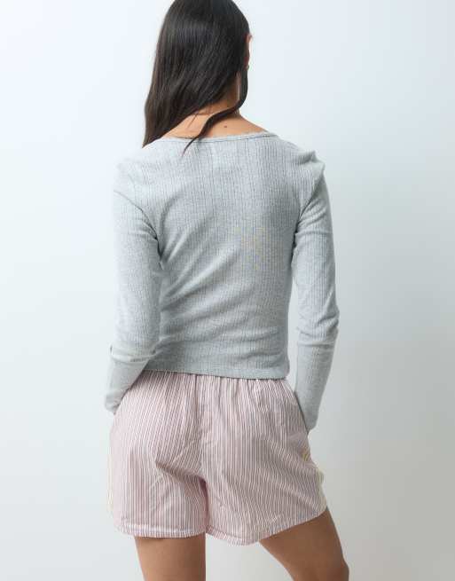 ONLY long sleeve lounge top co-ord in light grey, 3 of 5