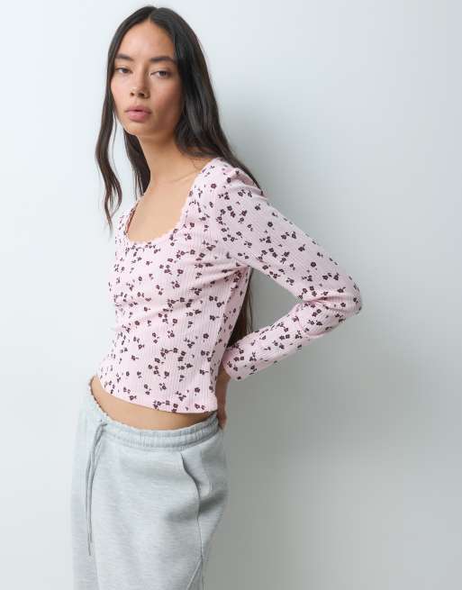 ONLY long sleeve lounge top co-ord in pink floral, 5 of 5