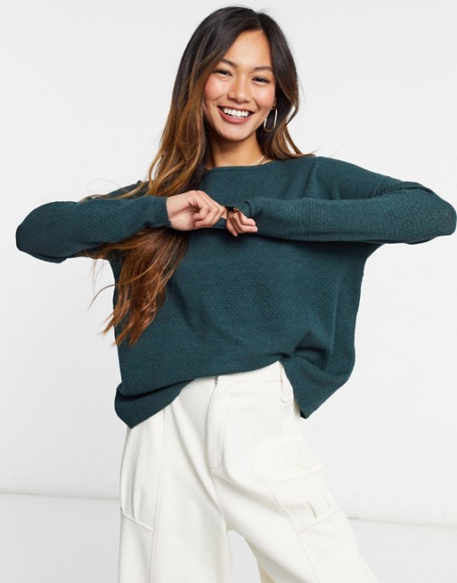Only long sleeve pullover jumper in green melange
