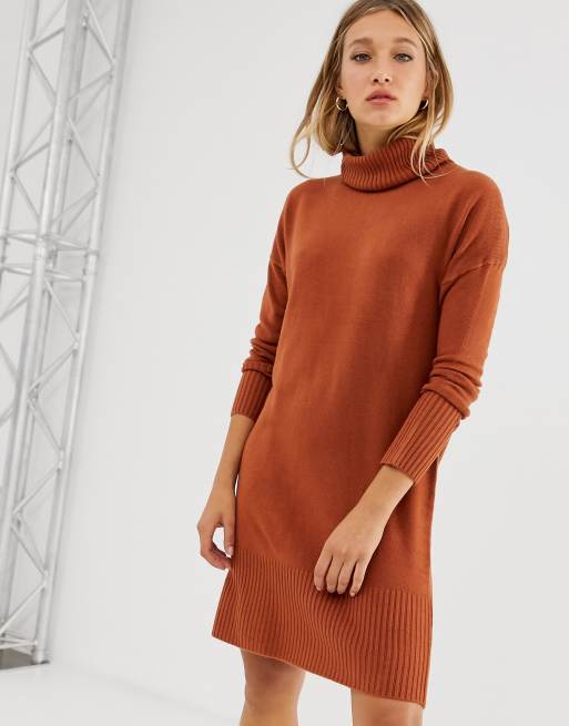 Only long sleeve roll neck jumper dress