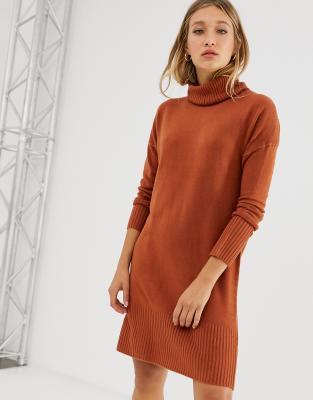 roll neck long jumper dress