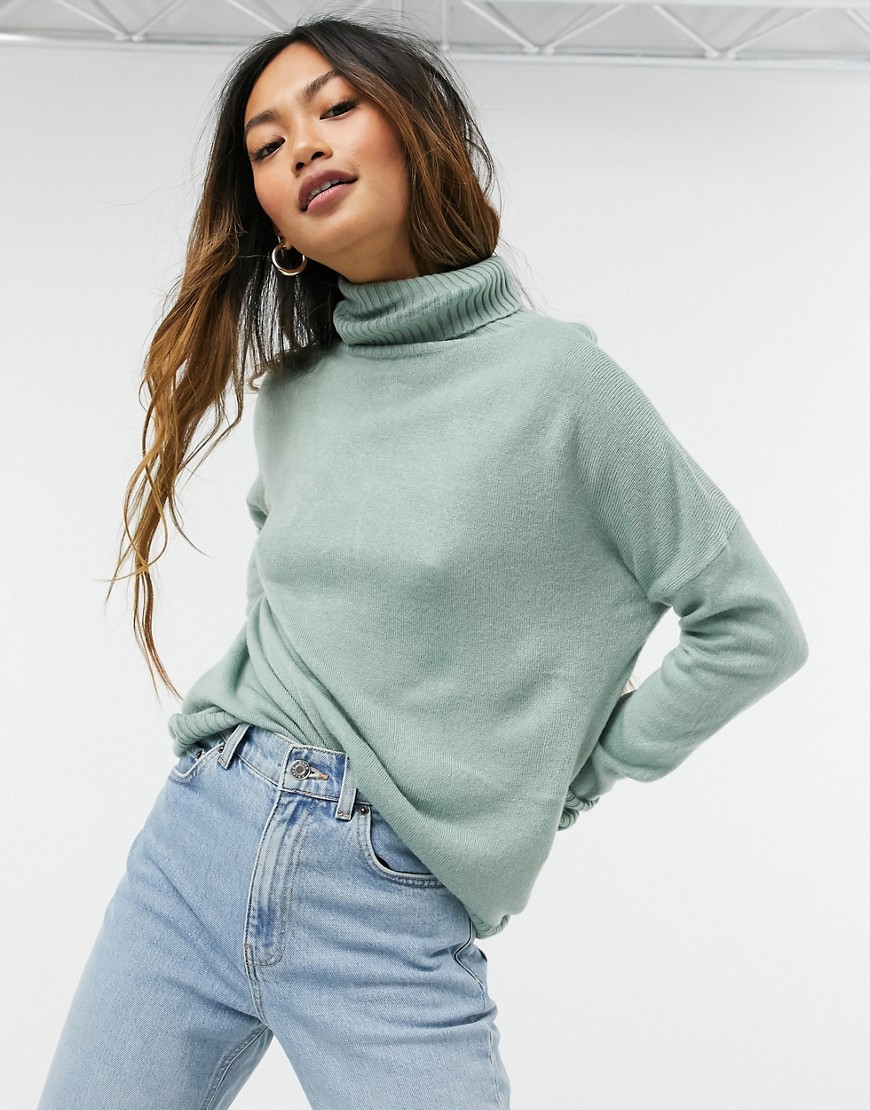 Only long sleeve roll neck sweater-Green