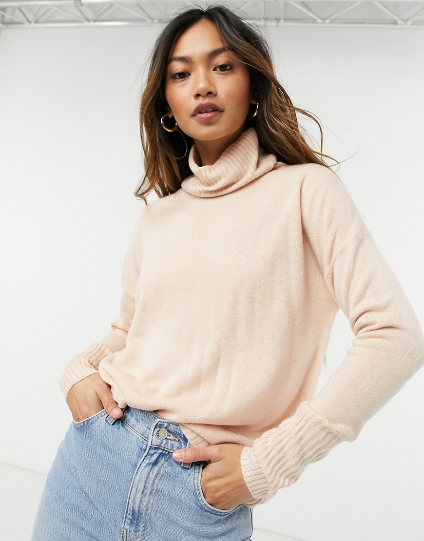 Only long sleeve roll neck sweater-Pink