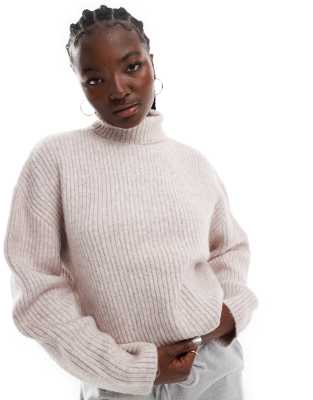 ONLY ONLY long sleeve rollneck jumper in off white