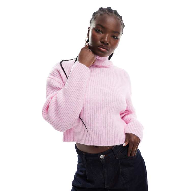 ONLY long sleeve rollneck jumper in pink | ASOS
