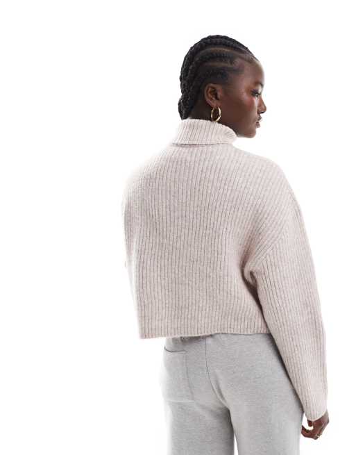 ONLY long sleeve rollneck sweater in off white 