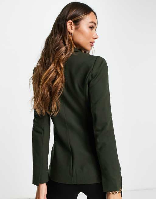 Green fitted hot sale blazer womens