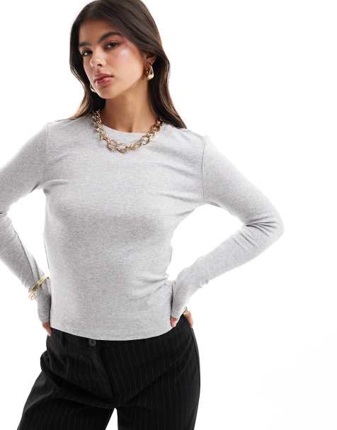 ONLY long sleeve top in light gray melange - view 1