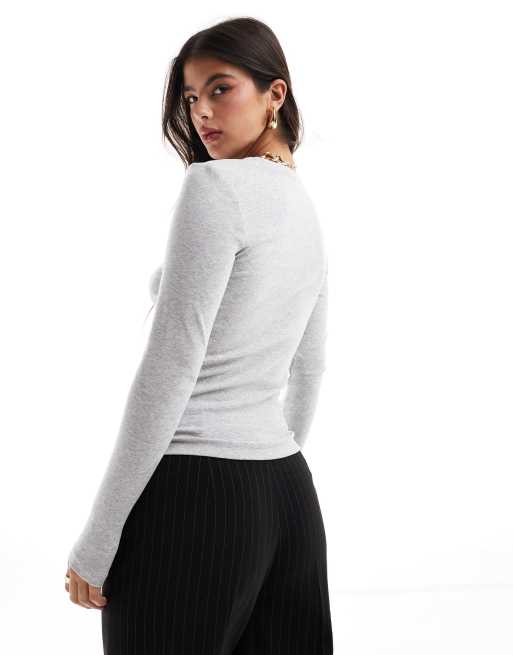 ONLY long sleeve top in light grey melange, 4 of 4