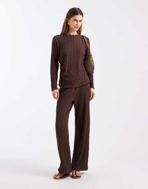 ONLY long sleeve top with ruched detail in chocolate - part of a set , 2 of 4