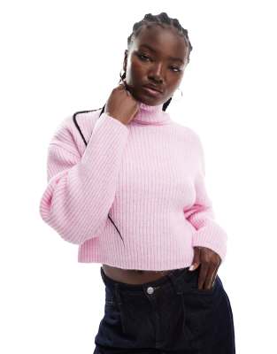 long sleeve turtle neck sweater in pink