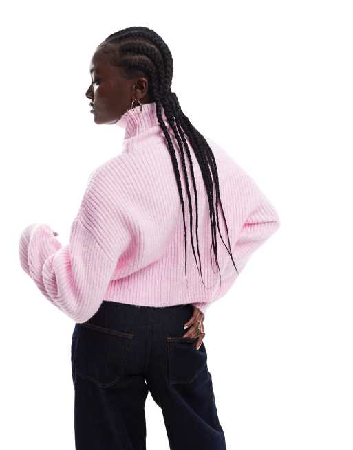 ONLY long sleeve turtle neck sweater in pink | ASOS