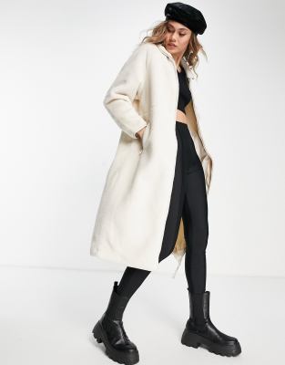 cream teddy long coat