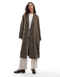 [ONLY] ONLY longline belt check coat in brown-Grey 16 BROWN