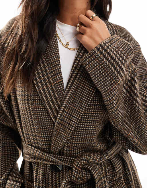 Asos check coat best sale