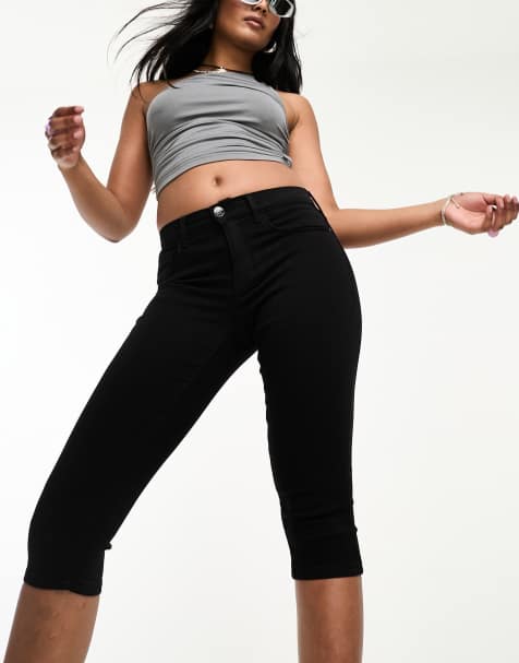 Only – Longline-Caprihose in Schwarz - view 1