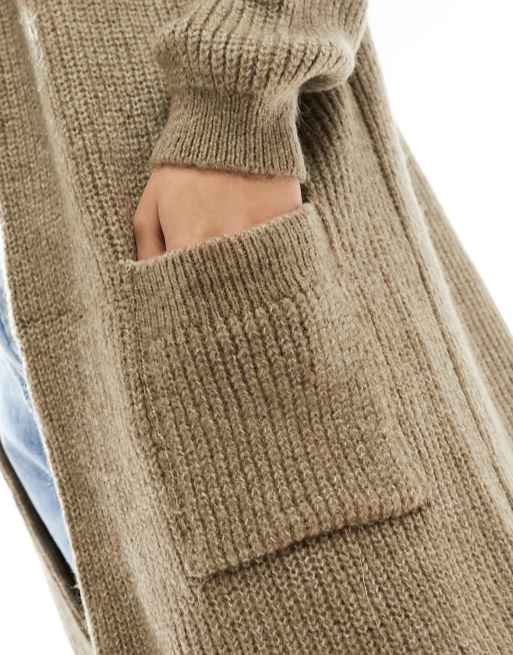 ONLY longline cardigan in brown melange , 3 of 4