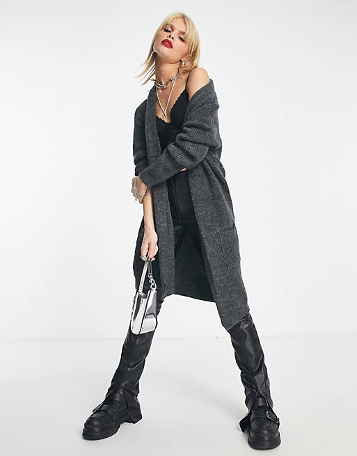 Only longline cardigan in charcoal gray | ASOS