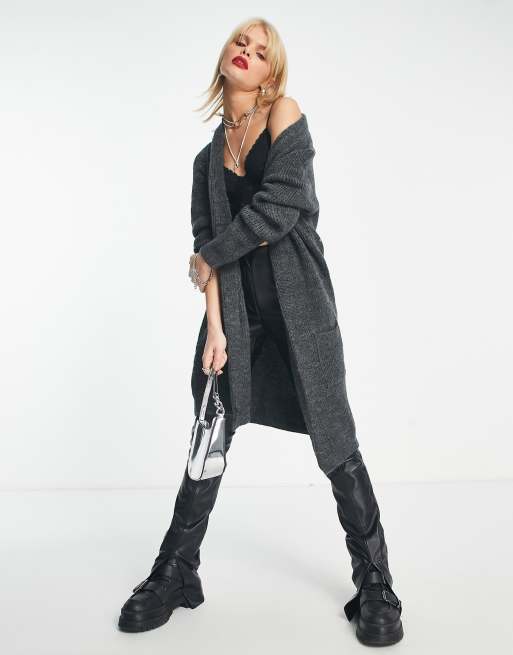 Womens grey store longline cardigan