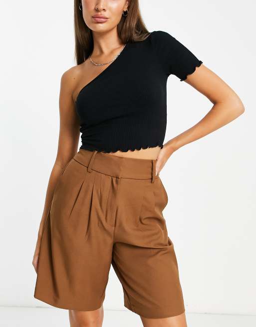 Only – Longline-City-Shorts in Braun