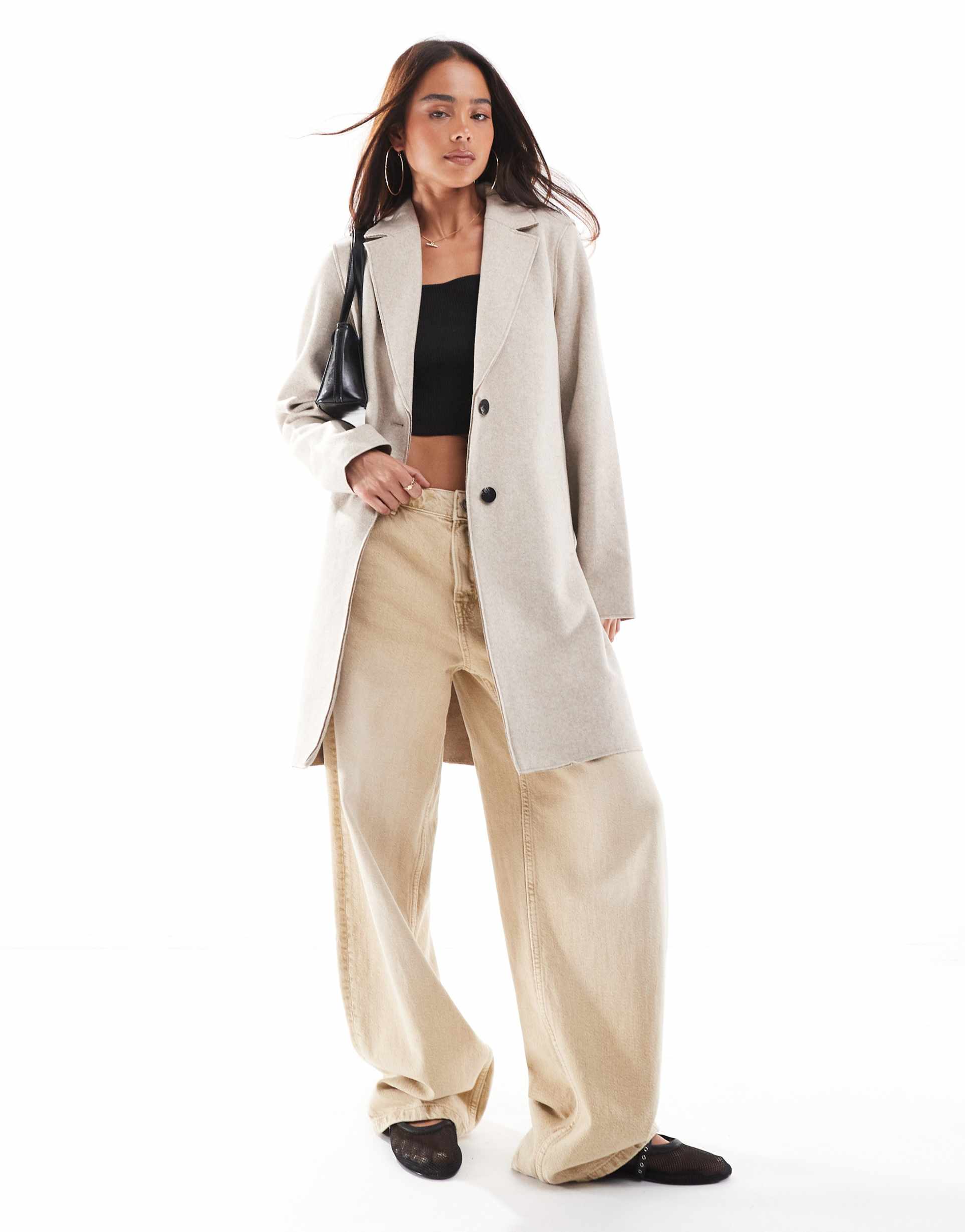 only longline coat in cream