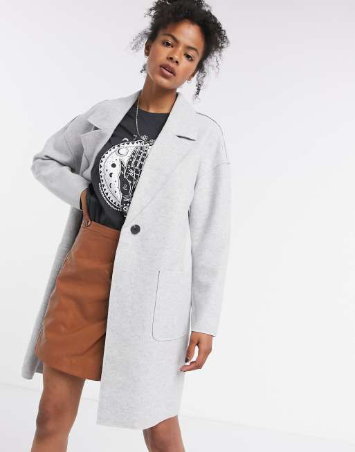 Only longline coat in grey ASOS