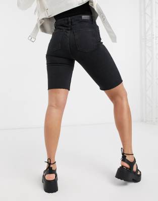 topshop longline denim shorts