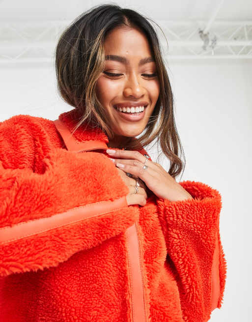 Burnt orange shop faux fur coat