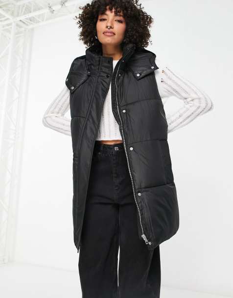 Only longline hooded vest in black - view 1