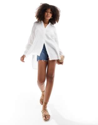ONLY LONGLINE OVERSIZED CHEESECLOTH SHIRT 
