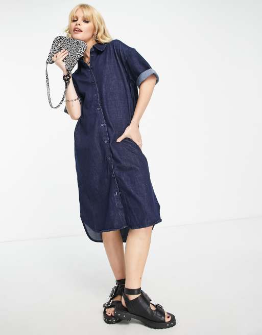 longline denim dress DAZY Dark Wash Denim Maxi Dress Women's Dresses Jean Styles Pleated Slim Fit Spaghetti Strap Flared High Waist Casual Summer Sundress,L