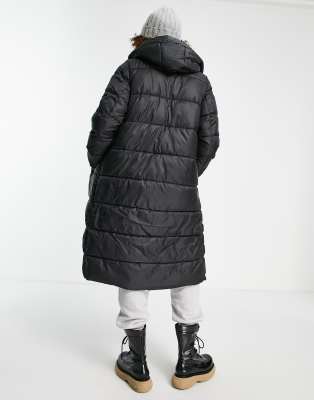 only maxi padded coat in black