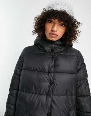 only maxi padded coat in black