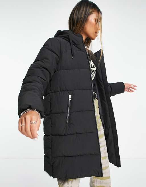 Black padded best sale ladies coat