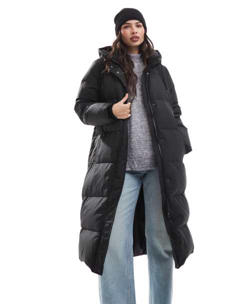 ONLY – Longline-Puffermantel in Schwarz - view 1