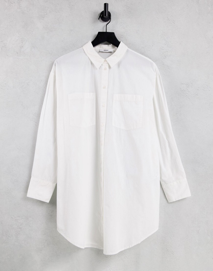 Only longline shirt with open back in white