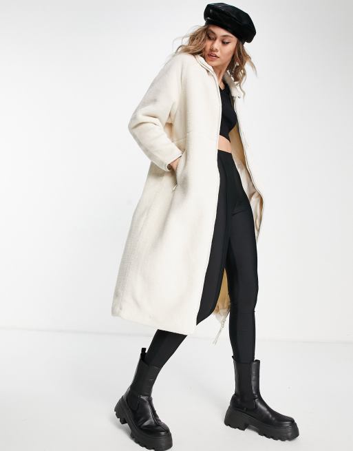 Cream Teddy Long Coat